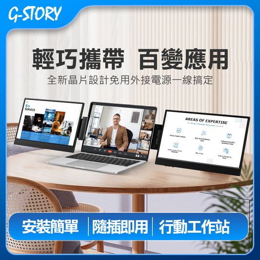 【預購】G-STORY GS140H1 14吋1080 便攜式顯示器 雙螢幕辦公筆記型電腦 行動辦公專用USB顯示器 雙螢幕 線盒款
